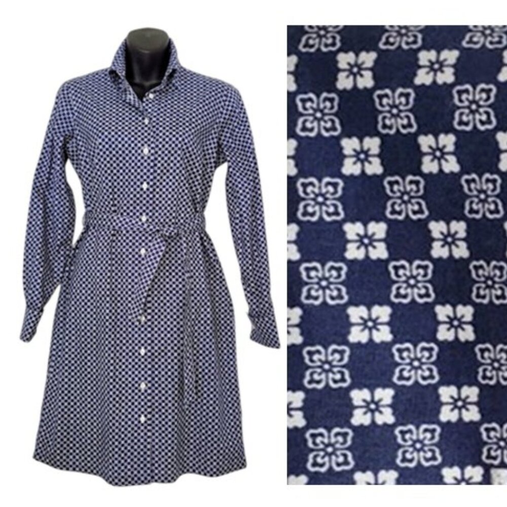 Brooks Brothers Preppy Belted Long-Sleeve French Cuff Shirtdress Sz 2 Old Money